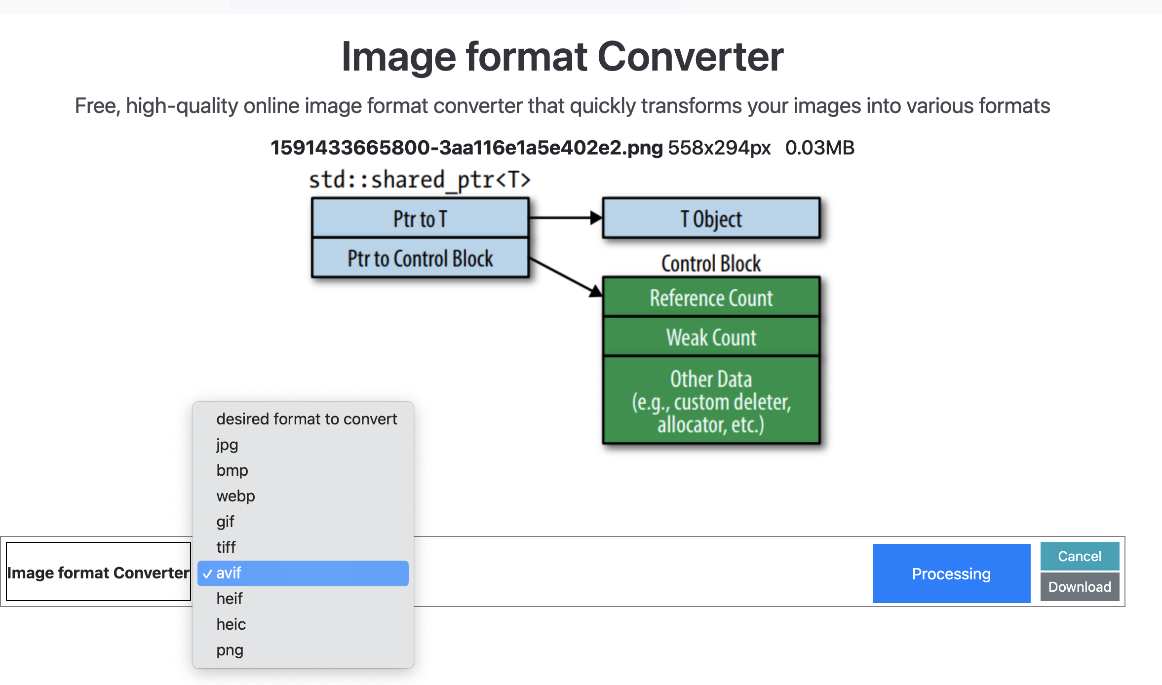 Convert png to avif step
