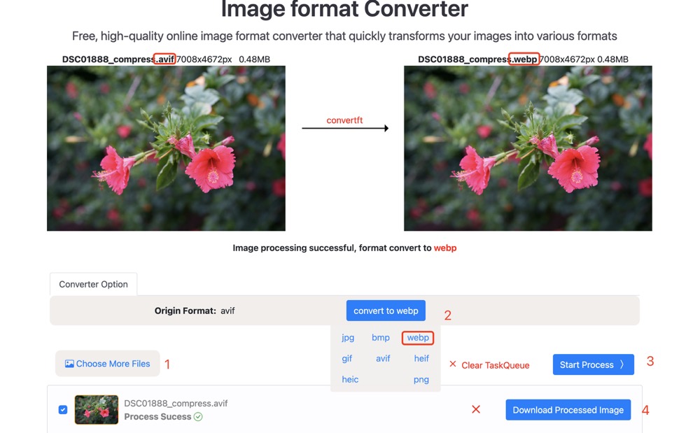 avif to webp step